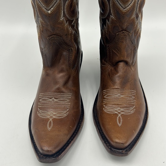 GYPSY ROSE BOOT WOMEN SIZE 7.5 COWBOY BROWN LEATHER EMBROIDERED SHIP TOP - Picture 3 of 9